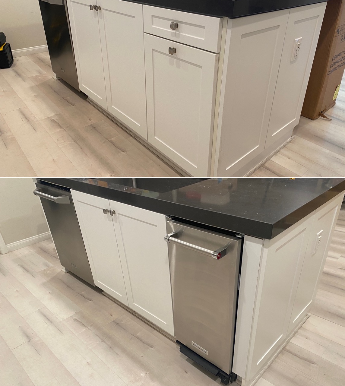 Custom cabinet retrofit for built-in trash compactor
